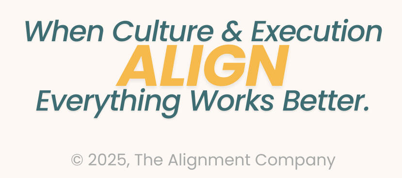 Footer Image Website footer. It states, "When Culture and execution align, everything works better"